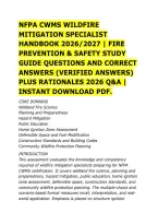 Nfpa Cwms Wildfire &NewLine;Mitigation Specialist &NewLine;Handbook 2026&sol;2027 &vert; Fire &NewLine;Prevention & Safety Study &NewLine;Guide Questions And Correct &NewLine;Answers &lpar;Verified Answers&rpar; &NewLine;Plus Rationales 2026 Q&A &vert; &NewLine;Instant Download Pdf&period; 