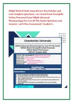 NR566 Week 8 Finals Exam Review Due October 25th &NewLine;2026 Complete Questions 1-100 Actual Exam Examplify &NewLine;Online Proctored Exam NR566 Advanced &NewLine;Pharmacology For Care Of The Family Questions and &NewLine;Answers &vert; 100&percnt; Pass Guaranteed &vert; Graded A&plus; 