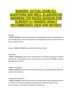 Nursing  Actual Exam All &NewLine;Questions And Well Elaborated &NewLine;Answers Top Rated Version For &NewLine;Already A&plus; Graded Highly &NewLine;Recommended &vert;New And Revised