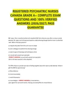 Registered Psychiatric Nurses &NewLine;Canada Grade A&plus; Complete Exam &NewLine;Questions And 100&percnt; Verified &NewLine;Answers &lpar;2026&sol;2027&rpar; Pass &NewLine;Guarantee 