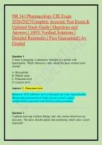 NR 341 Pharmacology CJE Exam 2026&sol;2027 Complete Accurate Test Exam & Updated Study Guide &vert; Questions and Answers &vert; 100&percnt; Verified Solutions &vert; Detailed Rationales &vert; Pass Guaranteed &vert; A&plus; Graded
