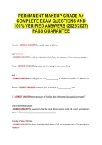 Permanent Makeup Grade A&plus; &NewLine;Complete Exam Questions And &NewLine;100&percnt; Verified Answers &lpar;2026&sol;2027&rpar; &NewLine;Pass Guarantee 