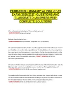 Permanent Makeup Va Pmu Dpor &NewLine;Exam &lpar;2026&sol;2027&rpar; Questions And &NewLine;&lpar;Elaborated&rpar; Answers With &NewLine;Complete Solutions 