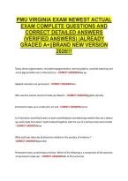 Pmu Virginia Exam Newest Actual &NewLine;Exam Complete Questions And &NewLine;Correct Detailed Answers &NewLine;&lpar;Verified Answers&rpar; &vert;Already &NewLine;Graded A&plus;&vert;&vert;Brand New Version &NewLine;2026&excl;&excl;&excl; 