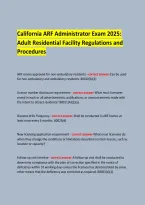 California ARF Administrator Exam 2025&colon; &NewLine;Adult Residential Facility Regulations and Procedures &NewLine; &NewLine;