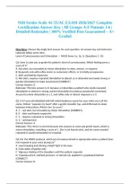 &NewLine;NIH Stroke Scale ACTUAL EXAM 2026&sol;2027 Complete Certification Answer Key &vert; All Groups A-F Patients 1-6 &vert; Detailed Rationales &vert; 100&percnt; Verified Pass Guaranteed &ndash; A&plus; Graded