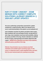 Nur 317 Exam 1 2026&sol;2027 &ndash; Exam &NewLine;Merged With Correct Complete &NewLine;Solutions &vert;&vert; Already Graded A&plus; &vert;&vert; &NewLine;2026-2027 Latest Update&excl;&excl;&excl;