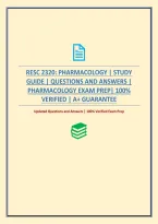 Resc 2320&colon; Pharmacology &vert; Study Guide &vert; Questions And Answers &vert; Pharmacology Exam Prep