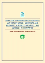 Nurs 2320 Fundamentals Of Nursing - Uvu &vert; Study Guide &vert; Questions And Answers &vert; Nursing Exam Prep