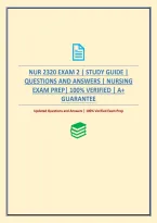 Nur 2320 Exam 2 &vert; Study Guide &vert; Questions And Answers &vert; Nursing Exam Prep
