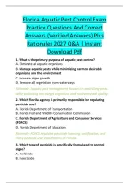 Florida Aquatic Pest Control Exam &NewLine;Practice Questions And Correct &NewLine;Answers &lpar;Verified Answers&rpar; Plus &NewLine;Rationales 2027 Q&A &vert; Instant &NewLine;Download Pdf 