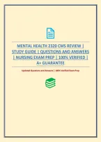 Mental Health 2320 Cms Review &vert; Study Guide &vert; Questions And Answers &vert; Nursing Exam Prep&NewLine;&NewLine;