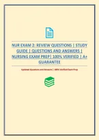 Nur Exam 2&colon; Review Questions &vert; Study Guide &vert; Questions And Answers &vert; Nursing Exam Prep