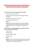 ISM 4212 Database Administration Sample Midterms &ndash; &NewLine;Questions with Verified Answers and Rationales