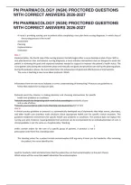 Pn Pharmacology &lbrace;Ngn&rcub; Proctored Questions With Correct Answers 2026-2027