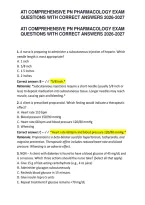 Ati Comprehensive Pn Pharmacology Exam Questions With Correct Answers 2026-2027