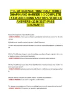 Phil Of Science First Half Terms &NewLine;Shapin And Harker 1-3 Complete &NewLine;Exam Questions And 100&percnt; Verified &NewLine;Answers &lpar;2026&sol;2027&rpar; Pass &NewLine;Guarantee 