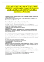 LSUS MHA 706 Final Exam ACTUAL EXAM 2026&sol;2027 Lord &vert; Complete Exam-Style Questions with Detailed Rationales &vert; 100&percnt; Verified Pass Guaranteed &ndash; A&plus; Graded