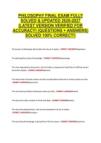 Philosophy Final Exam Fully &NewLine;Solved & Updated 2026-2027 &NewLine;&lpar;Latest Version Verified For &NewLine;Accuracy&rpar; &lpar;Questions &plus; Answers&rpar; &NewLine;Solved 100&percnt; Correct&excl;&excl; 