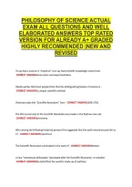Philosophy Of Science Actual &NewLine;Exam All Questions And Well &NewLine;Elaborated Answers Top Rated &NewLine;Version For Already A&plus; Graded &NewLine;Highly Recommended &vert;New And &NewLine;Revised 