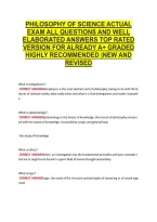 Philosophy Of Science Actual &NewLine;Exam All Questions And Well &NewLine;Elaborated Answers Top Rated &NewLine;Version For Already A&plus; Graded &NewLine;Highly Recommended &vert;New And &NewLine;Revised 