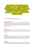 Philosophy Of Science Exam &NewLine;Newest Actual Exam Complete &NewLine;Questions And Correct Detailed &NewLine;Answers &lpar;Verified Answers&rpar; &NewLine;&vert;Already Graded A&plus;&vert;&vert;Brand New &NewLine;Version 2026&excl;&excl;&excl;