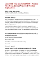 AHA ACLS Final Exam 2026&sol;2027 &vert; Practice Questions&comma; Correct Answers & Detailed Explanations