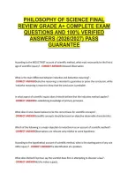 Philosophy Of Science Final &NewLine;Review Grade A&plus; Complete Exam &NewLine;Questions And 100&percnt; Verified &NewLine;Answers &lpar;2026&sol;2027&rpar; Pass &NewLine;Guarantee 