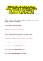 Philosophy Of Science Study &NewLine;Guide  Complete Exam Questions &NewLine;And 100&percnt; Verified Answers &NewLine;&lpar;2026&sol;2027&rpar; Pass Guarantee