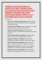 American Board Of Surgical &NewLine;Assistants &lpar;Absa&rpar; Certification &NewLine;Exam 100 Practice Questions With &NewLine;Verified Answers & Detailed &NewLine;Rationales 2026&sol;2027 Update &vert; Sa-C &NewLine;Exam Prep 100&percnt; Pass Guarantee 