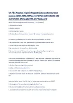 VA P&C Practice Virginia Property & Casualty Insurance License EXAM 2026-2027 LATEST UPDATED VERSION 140 QUESTIONS AND ANSWERS JUST RELEASED &period;pdf&NewLine;&NewLine;