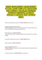 Sheep Management Exam Newest &NewLine;Actual Exam Complete Questions &NewLine;And Correct Detailed Answers &NewLine;&lpar;Verified Answers&rpar; &vert;Already &NewLine;Graded A&plus;&vert;&vert;Brand New Version &NewLine;2026&excl;&excl;&excl; 