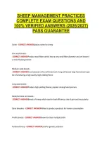 Sheep Management Practices  &NewLine;Complete Exam Questions And &NewLine;100&percnt; Verified Answers &lpar;2026&sol;2027&rpar; &NewLine;Pass Guarantee 