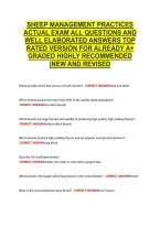 Sheep Management Practices &NewLine;Actual Exam All Questions And &NewLine;Well Elaborated Answers Top &NewLine;Rated Version For Already A&plus; &NewLine;Graded Highly Recommended &NewLine;&vert;New And Revised 