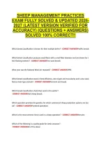 Sheep Management Practices &NewLine;Exam Fully Solved & Updated 2026&NewLine;2027 &lpar;Latest Version Verified For &NewLine;Accuracy&rpar; &lpar;Questions &plus; Answers&rpar; &NewLine;Solved 100&percnt; Correct&excl;&excl; 