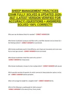 Sheep Management Practices &NewLine;Exam Fully Solved & Updated 2026&NewLine;2027 &lpar;Latest Version Verified For &NewLine;Accuracy&rpar; &lpar;Questions &plus; Answers&rpar; &NewLine;Solved 100&percnt; Correct&excl;&excl; 