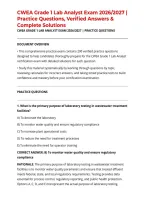 CWEA Grade 1 Lab Analyst Exam 2026&sol;2027 &vert; Practice Questions&comma; Verified Answers & Complete Solutions