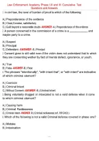 Law Enforcement Academy Phase I&comma;II and III Cumulative Test &NewLine;Questions and Answers