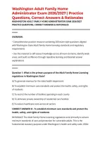 Washington Adult Family Home Administrator Exam 2026&sol;2027 &vert; Practice Questions&comma; Correct Answers & Rationales