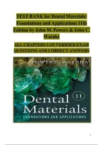Test Bank for Dental Materials Foundations and Applications 11th Edition by Powers & Wataha &vert; Latest Update 2026&sol;2027