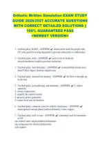 Orthotic Written Simulation Exam Study &NewLine;Guide 2026&sol;2027 Accurate Questions &NewLine;With Correct Detailed Solutions &vert;&vert; &NewLine;100&percnt; Guaranteed Pass &NewLine;<Newest Version> 