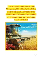 Official Test Bank for Farm Management&comma; 10th Edition &lpar;10E&rpar; &vert; Ronald Kay&comma; William Edwards&comma; Patricia Duffy &vert; All Chapters 1-22 &vert; Latest Update 2026&sol;2027