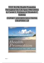 Test Bank for Health Promotion Throughout the Life Span 10th Edition by Carole Lium Edelman &vert; Latest Update 2026&sol;2027