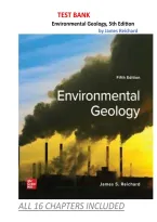 Test Bank for Environmental Geology&comma; 5th Edition by James Reichard Chapter 1-16 &vert; All Chapters