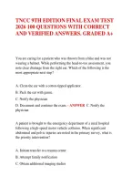 TNCC 9th Edition Final Exam Practice Test 2026 &vert; 100 Questions and Answers &vert; Trauma Nursing Core Course