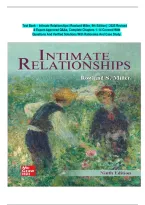 Complete Test Bank &ndash; Intimate Relationships &lpar;Rowland Miller&comma; 9th Edition&rpar; &vert; 2025 Revised&NewLine;& Expert-Approved Q&As&comma; Complete Chapters 1&ndash;14 Covered With&NewLine;Questions And Verified Solutions With Rationales And Case Study&period;Guaranteed Pass&period;