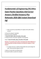 Fundamentals of Engineering &lpar;FE&rpar; Ethics &NewLine;Exam Practice Questions And Correct &NewLine;Answers &lpar;Verified Answers&rpar; Plus &NewLine;Rationales 2026 Q&A Instant Download &NewLine;Pdf 