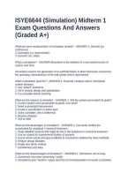 ISYE6644 &lpar;Simulation&rpar; Midterm 1 Exam Questions And Answers &lpar;Graded A&plus;&rpar;