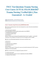 TNCC Test Questions Trauma Nursing Core Course ACTUAL EXAM 2026&sol;2027 &vert; Trauma Nursing &vert; Verified Q&A &vert; Pass Guaranteed - A&plus; Graded&NewLine;&NewLine;