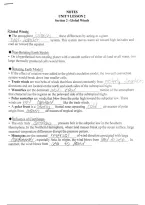 Global Wind and Air Pressure Notes&comma; Unit 9- Sections 1-2